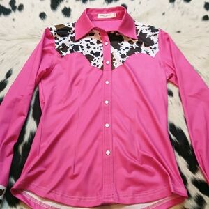 RANCH DRESS'N Fallon Taylor "PINK Cattle Drive" Performance rodeo shirt youth L